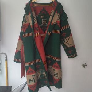 NWOT Women's 100% Wool Capote Coat Handmade From A Vintage Pendleton Blanket
